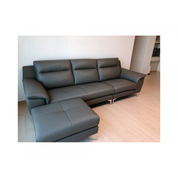 다우닝 몬트 3.5인 전체 천연가죽 소파+스툴 (색상:그레이)